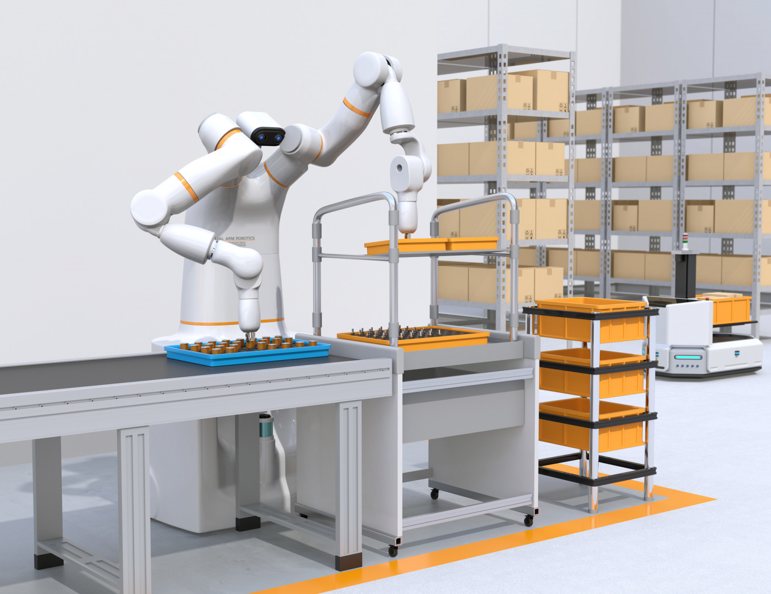 工場で働くヒト型ロボット