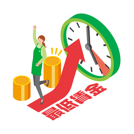 2026年10月の最低賃金引き上げによる労働コスト上昇と、限られた時間内での成果最大化を象徴する図解