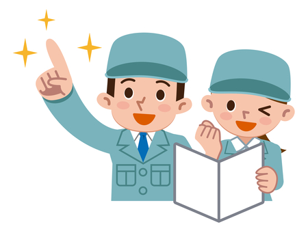 業務の効率化や省人化のアイデアを出し合い、生産性向上を目指す製造現場の作業員イメージ