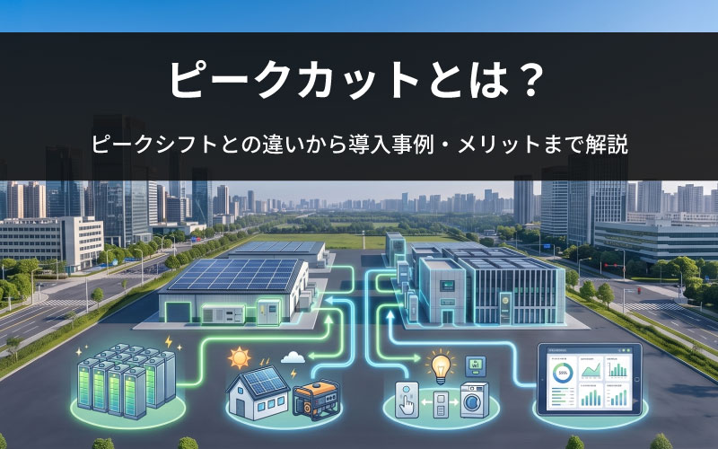 蓄電や太陽光発電を使用、モニタリングしてピークカットをするイメージ画像