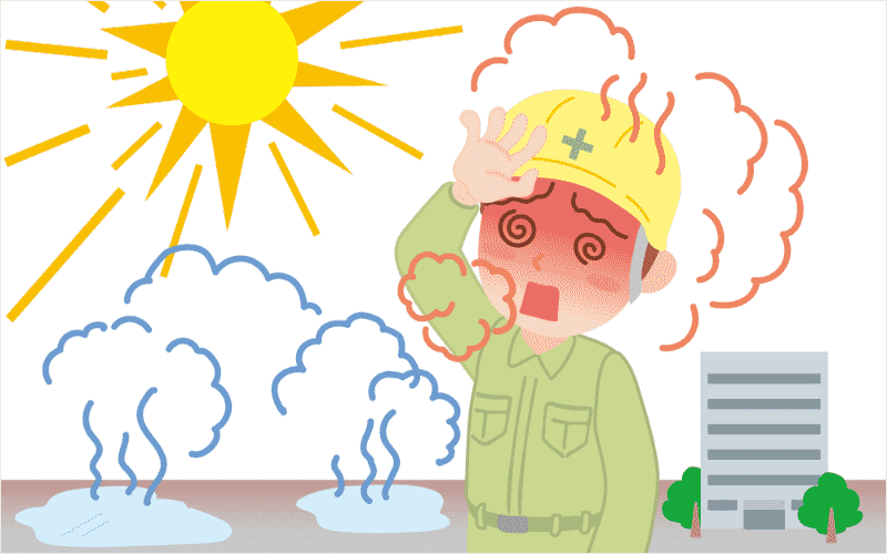 暑そうな工場作業員のイラスト