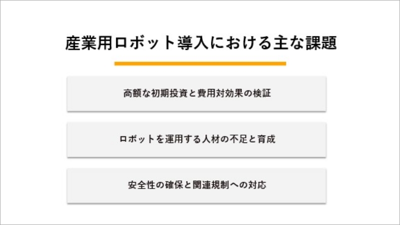 産業用ロボット導入における主な課題