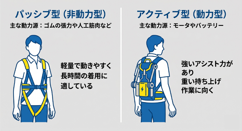 パッシブ型とアクティブ型の違いをイラストで説明した画像