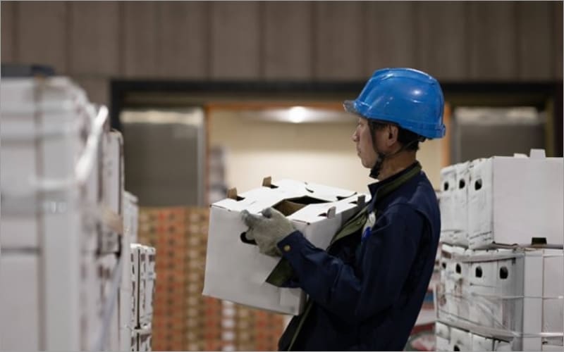 段ボール積み上げの様子