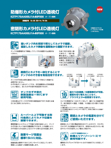 カメラ付LED透視灯『防爆形・密閉形カメラ付LED透視灯』カタログ(星和電機株式会社)