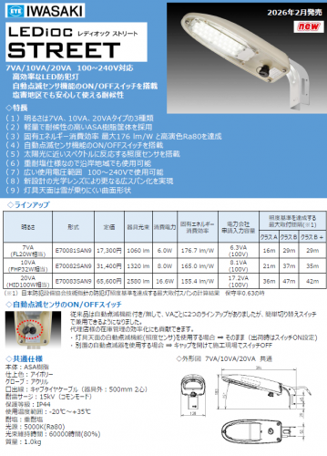 LED防犯灯『LEDIOC STREET』カタログ(岩崎電気株式会社)