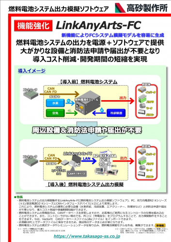 燃料電池システム出力模擬ソフトウェア『LinkAnyArts-FC』カタログ（株式会社高砂製作所）