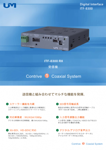 デジタルインターフェイス受信機『ITF-8300 RX』カタログ（梅沢技研株式会社）