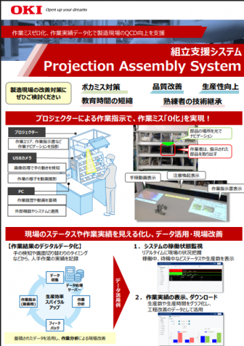 組立作業ナビゲーション『プロジェクションアッセンブリーシステム』カタログ（沖電気工業株式会社）