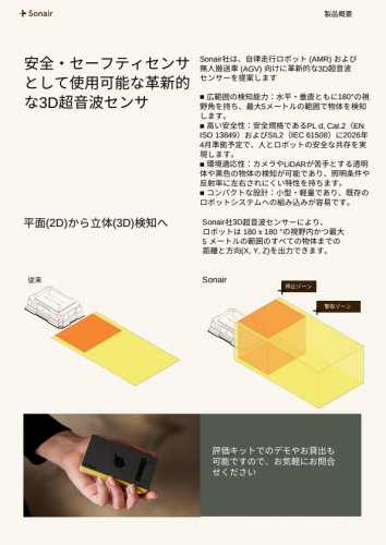 3D超音波センサ『Sonair』カタログ（コーンズテクノロジー株式会社）