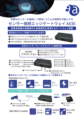 センサー接続エッジゲートウェイ『AX30』カタログ（アムニモ株式会社）