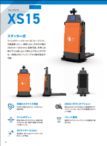 スタッカー式フォークリフト『月光 XS15』カタログ(テクトレ株式会社)